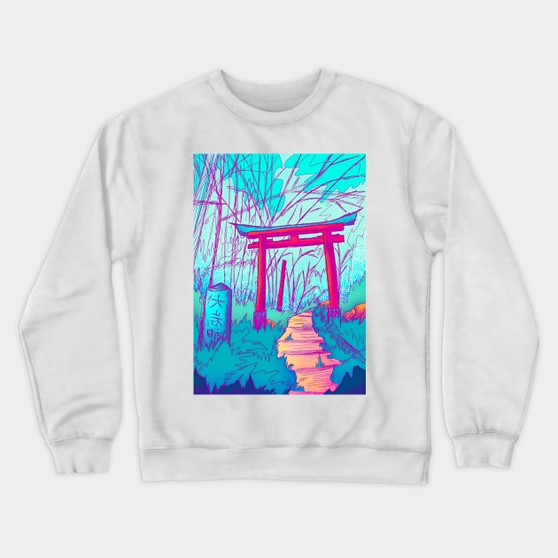 The Blue Japanese Garden Crewneck Sweatshirt by Swadeillustrations